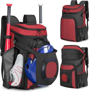Baseball Bag for Adult and Youth, Baseball Backpack Softball Bag with Helmet Holder, Shoe Compartment and Fence Hook