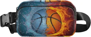 Basketball Split Water Fire Womens Fanny Pack Waterproof Hip Pack Belt Pouch Trendy Waist Purse for Women