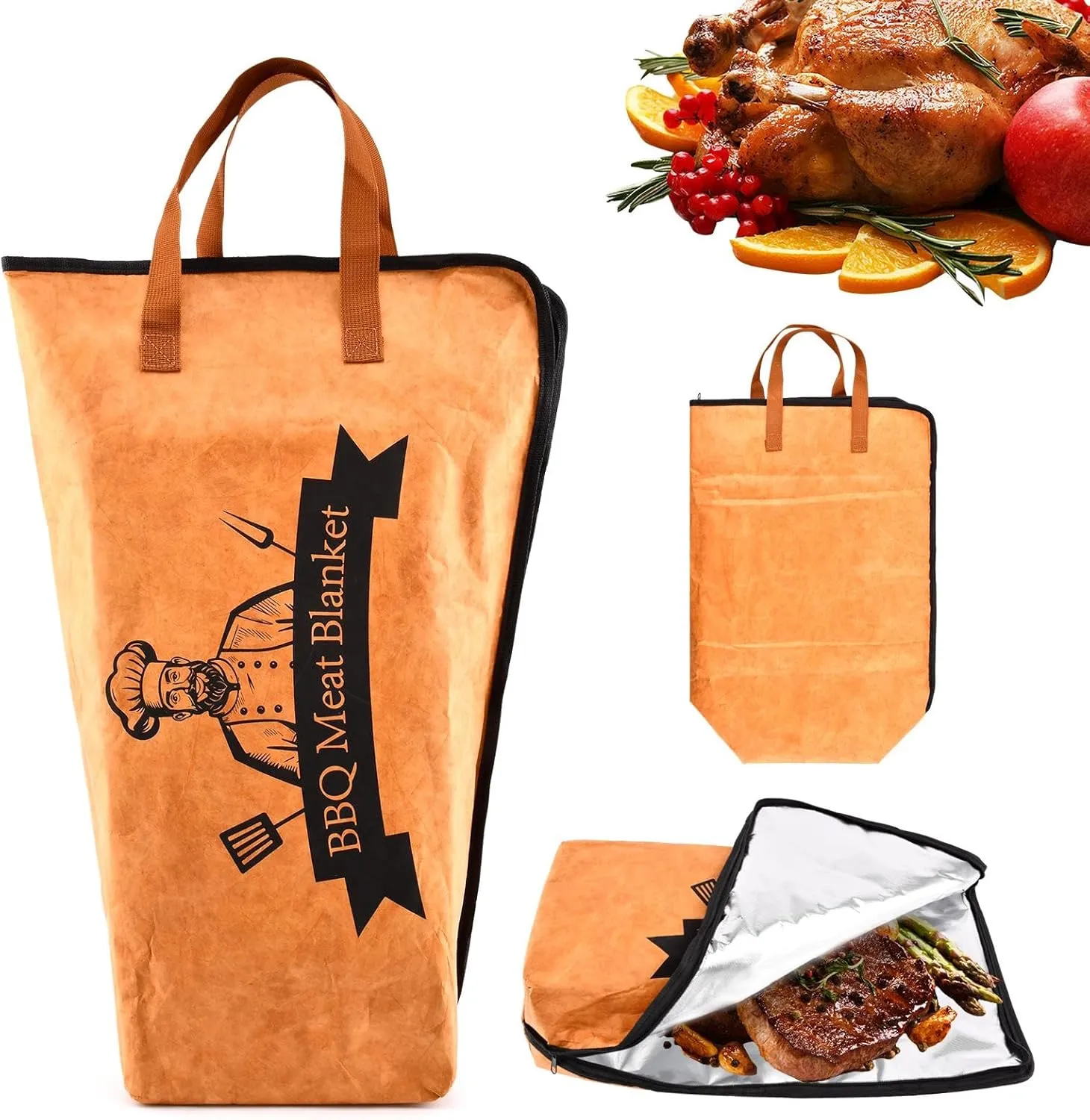 BBQ Blanket for Resting Meat, Smoker Grilling Meat Insulated Resting Bag, Reusable Insulated Cover for Smoking Large Brisket, Beef, Pork Shoulders & Turkeys