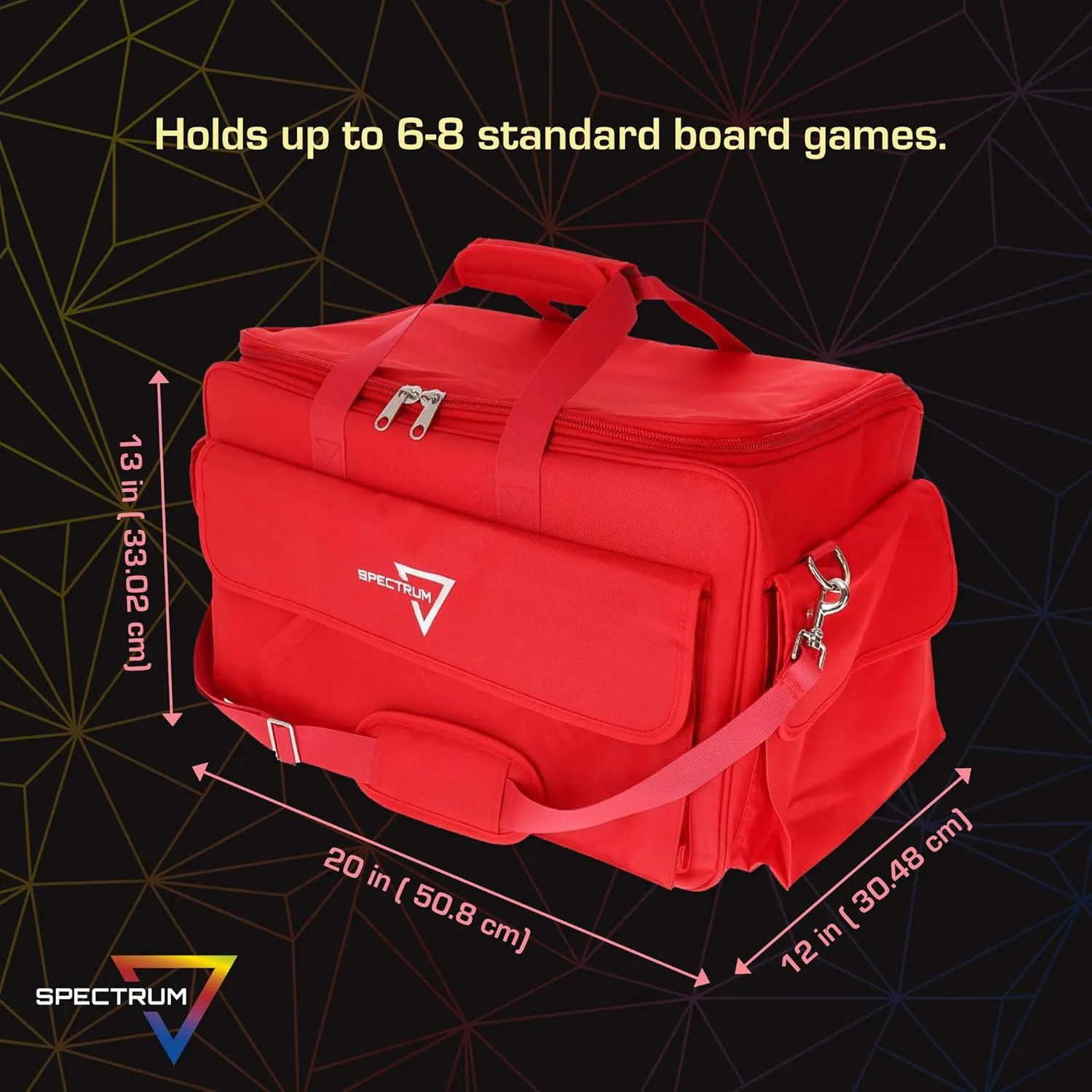 BCW Spectrum Board Game Bag | Durable Duffle for 6-8 Board Games | Expandable Pockets & Storage | Comfortable Removable Shoulder Strap | Easy Top & Side Access