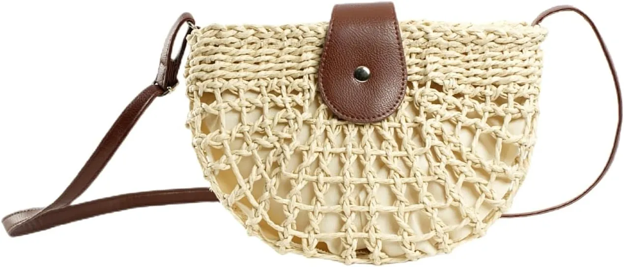 Beach Crochet Bag for Women, Aesthetic Hobo Mesh Woven Tote Simple Modern Trendy Bags for Summer Vacation Picnic Travel