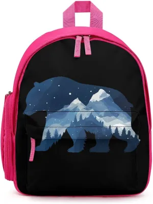Bear Double Exposure Wildlife Animal Backpack Lightweight Laptop Backpack Travel Daypack Business Work Bag for Men Women Pink-Color
