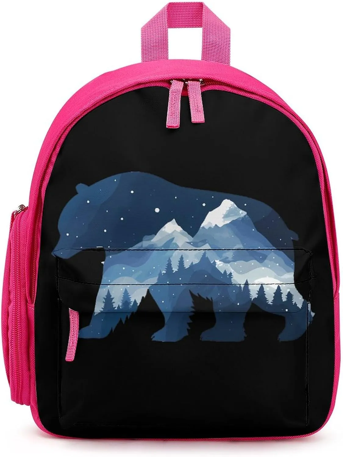 Bear Double Exposure Wildlife Animal Backpack Lightweight Laptop Backpack Travel Daypack Business Work Bag for Men Women Pink-Color