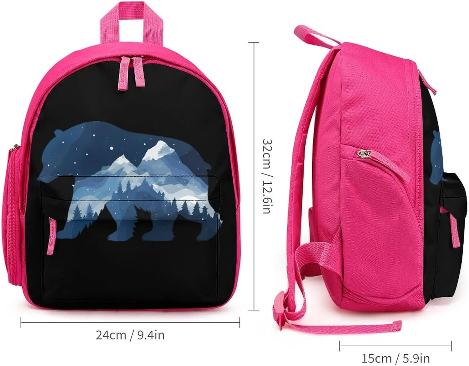 Bear Double Exposure Wildlife Animal Backpack Lightweight Laptop Backpack Travel Daypack Business Work Bag for Men Women Pink-Color
