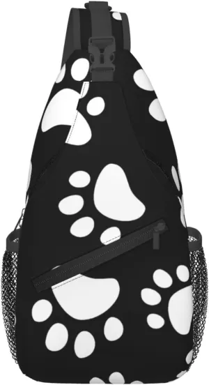 Bear Paw Print Sling Bag Crossbody Backpack For Women Men Hiking Travel Over The Shoulder Multipurpose Bag