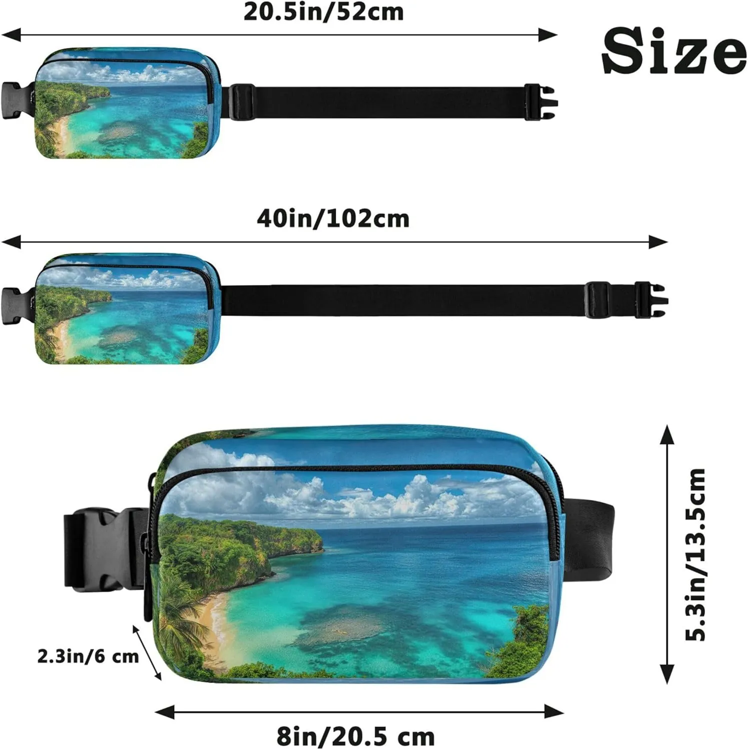Beautiful Island Women Fanny Packs Funky Belt Bag Hip Pack Waterproof Waist Purse for Women