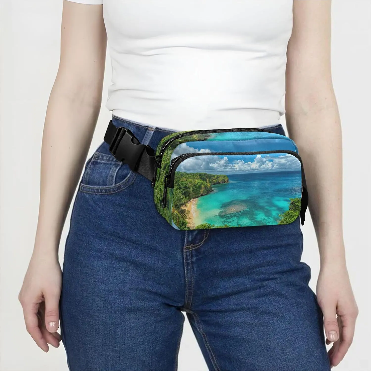 Beautiful Island Women Fanny Packs Funky Belt Bag Hip Pack Waterproof Waist Purse for Women