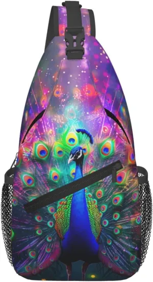 Beautiful Peacock Sling Bag For Women Men Fashion Backpack Crossbody Peacock Shoulder Bag Sling Backpack Chest Bag Travel Hiking Casual Sport Daypack