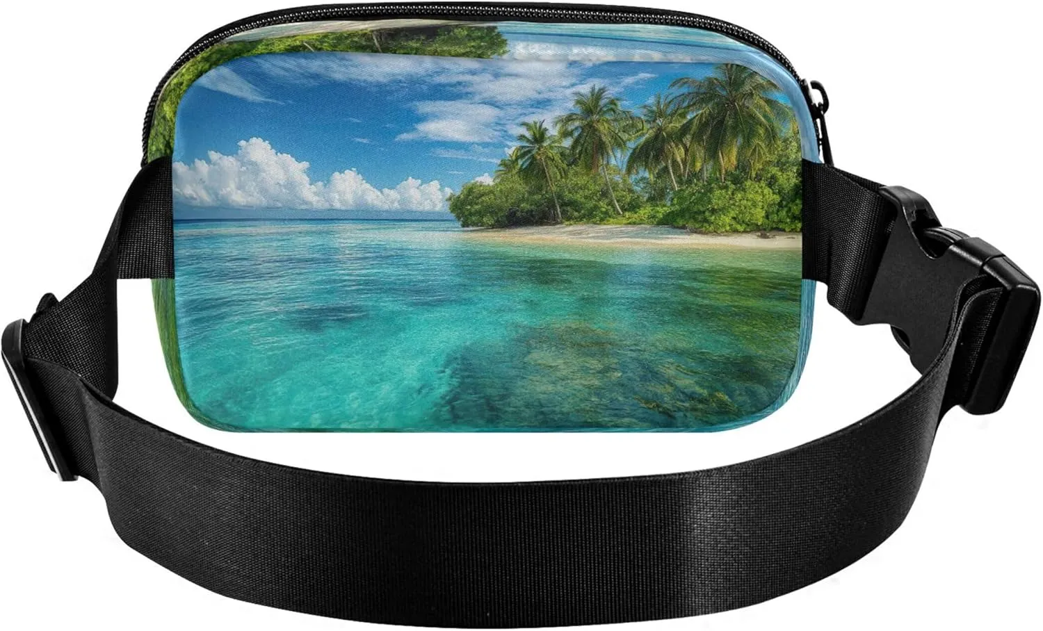 Beautiful Tropical Island Turquoise Womens Fanny Pack Waterproof Belt Bag Hip Pouch Cute Crossbody Waist Bag