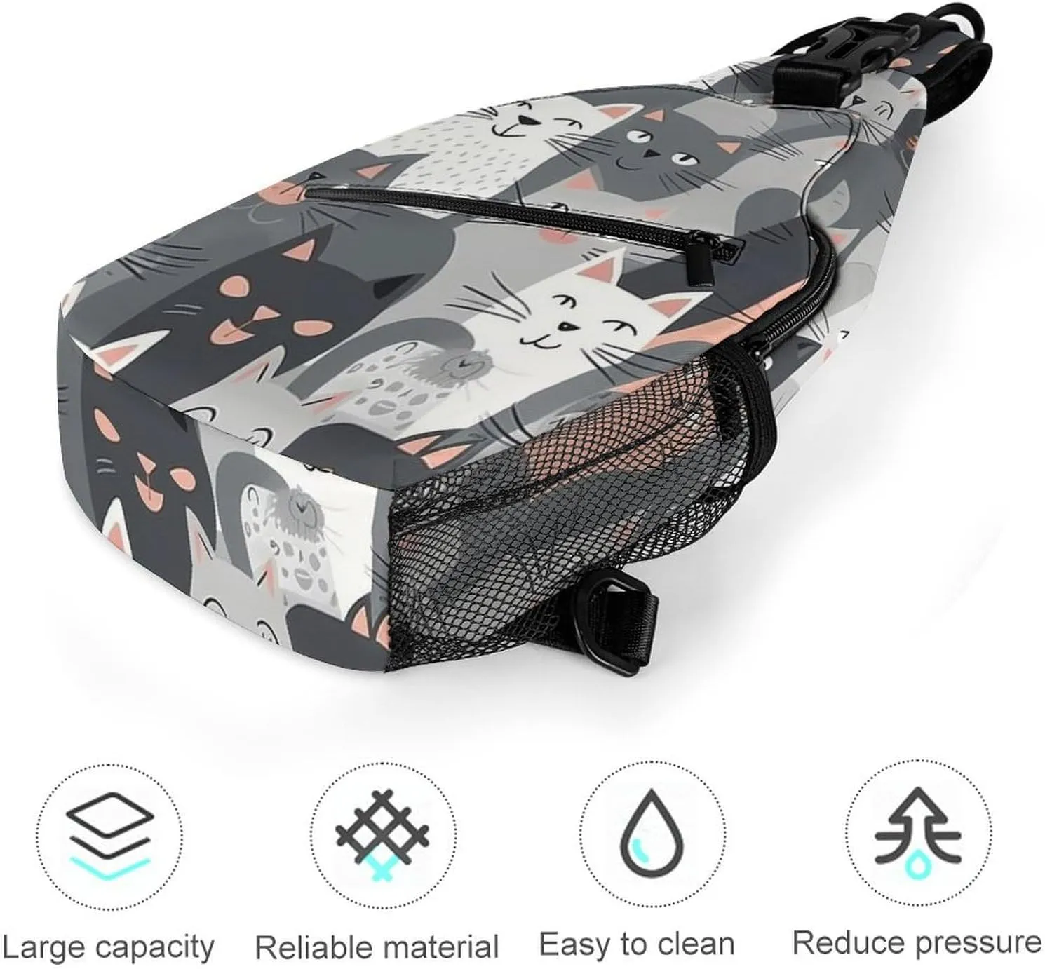 Beautiful White Blue Flowers Sling Bag Lightweight Crossbody Chest Pack Travel Shoulder Bag with Adjustable Strap