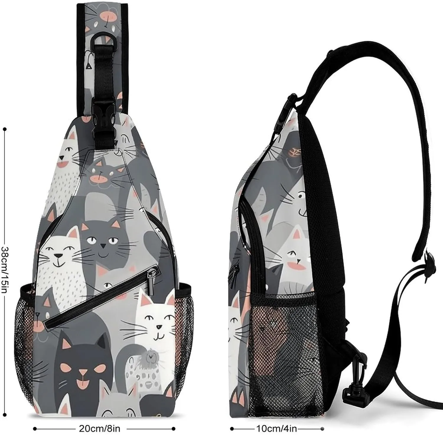 Beautiful White Blue Flowers Sling Bag Lightweight Crossbody Chest Pack Travel Shoulder Bag with Adjustable Strap