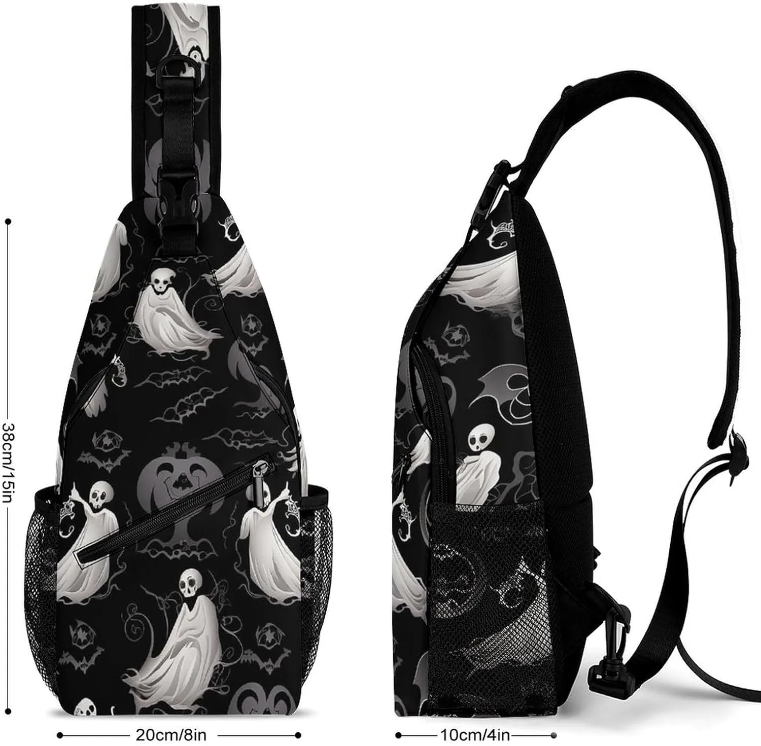 Beautiful White Blue Flowers Sling Bag Lightweight Crossbody Chest Pack Travel Shoulder Bag with Adjustable Strap
