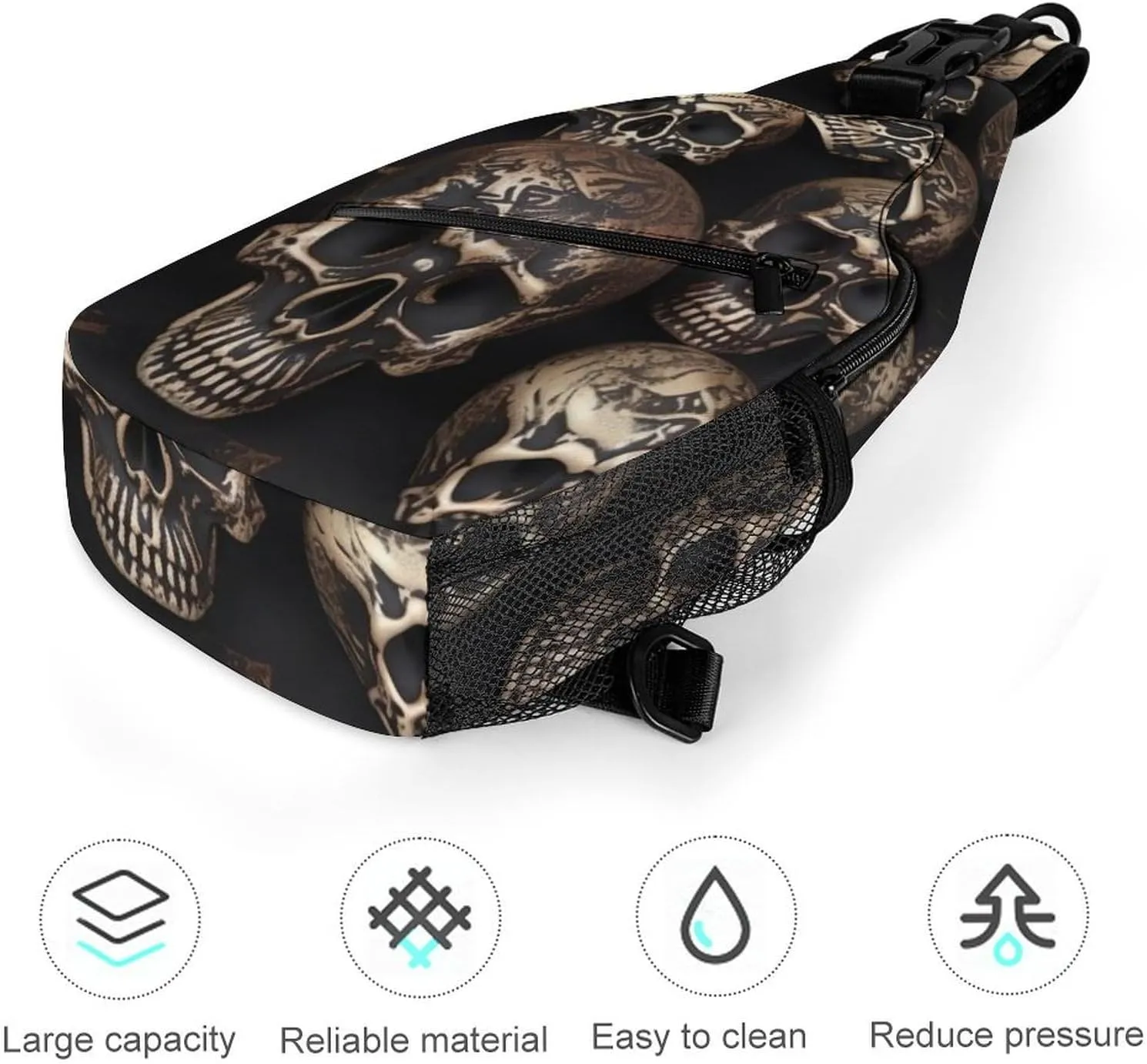 Beautiful White Blue Flowers Sling Bag Lightweight Crossbody Chest Pack Travel Shoulder Bag with Adjustable Strap