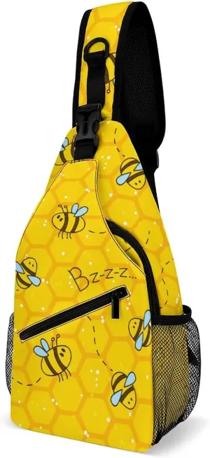Bee Sling Backpack Mans Womans Crossbody Backpack Chest Bag Running Daypack Hiking Bag Casual Daypacks Sports Backpacks