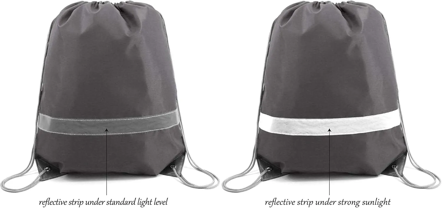 BeeGreen 20-Piece Grey Drawstring Backpacks, Reflective Cinch Sacks, DIY Blank Drawstring Bags for Women and Men, 16.5" L x 13.4" W