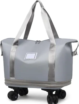 Beente Travel Bag with Wheels, 2025 New Large Capacity Travel Bag - Universal Wheel Removable, Foldie Travel Bags Expandable (Light Grey)
