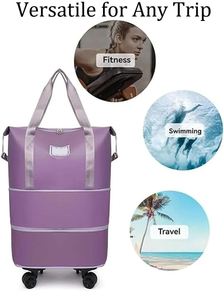 Beente Travel Bag with Wheels, 2025 New Large Capacity Travel Bag - Universal Wheel Removable, Foldie Travel Bags Expandable (Light Grey)