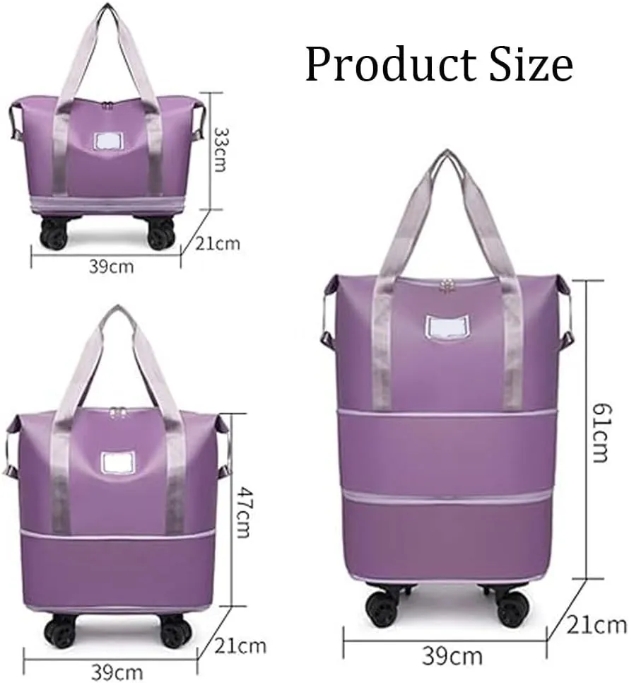 Beente Travel Bag with Wheels, 2025 New Large Capacity Travel Bag - Universal Wheel Removable, Foldie Travel Bags Expandable (Light Grey)