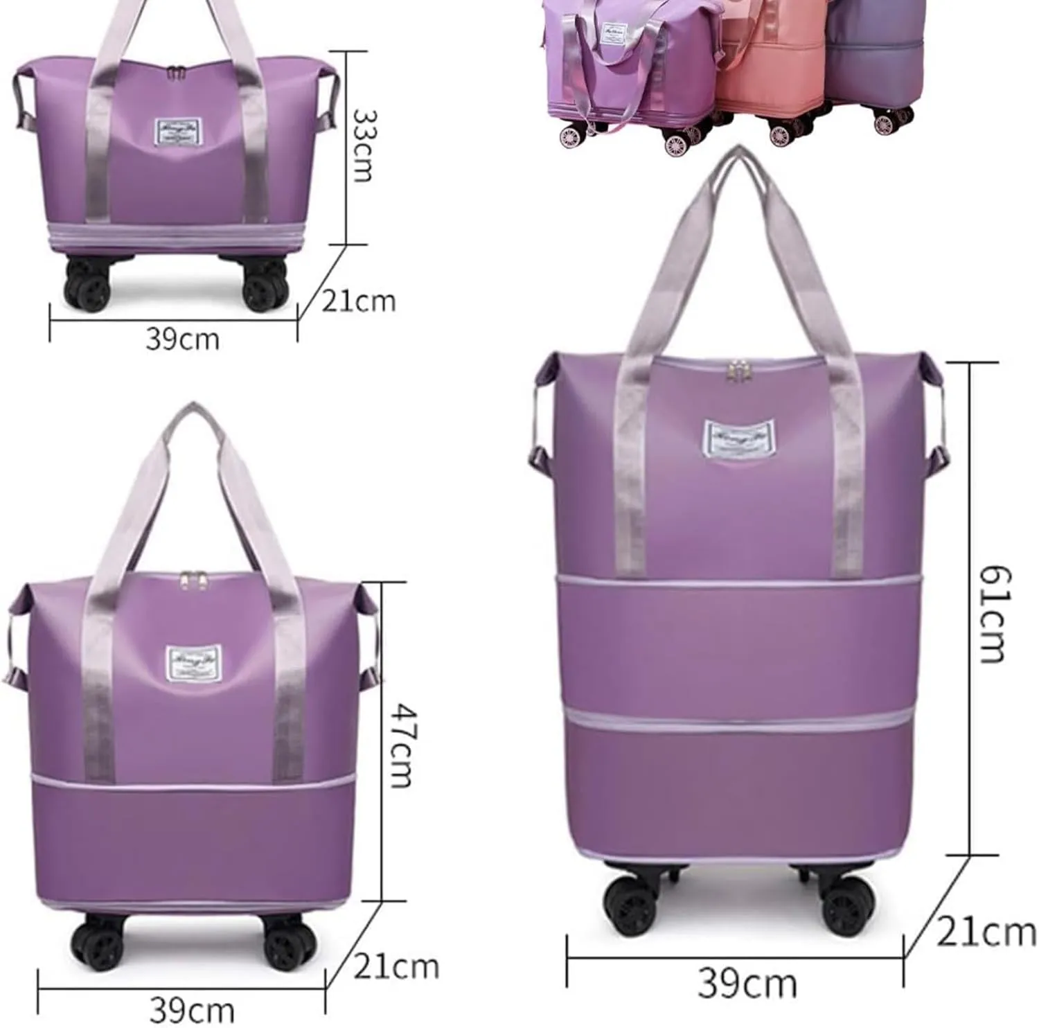 Beente Travel Bag with Wheels, Kulken Expandable Duffel, 2025 New Large Capacity Travel Bag - Universal Wheel Removable, Comes with A Dust Bag (Gray)