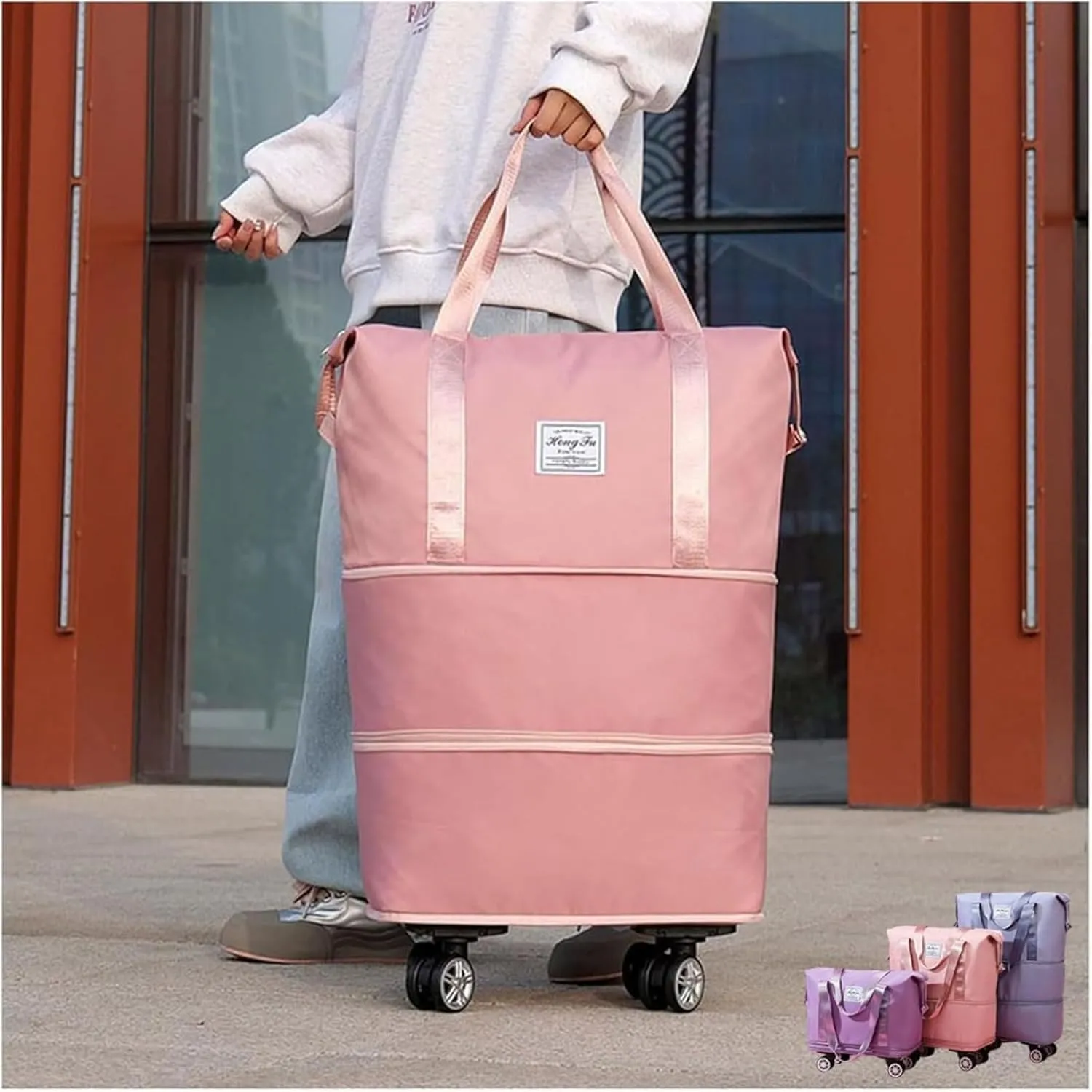 Beente Travel Bag with Wheels, Kulken Expandable Duffel, 2025 New Large Capacity Travel Bag - Universal Wheel Removable, Comes with A Dust Bag (Gray)