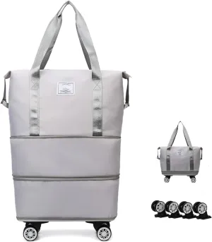 Beente Travel Bag With Wheels - Large Capacity Travel Bag - Universal Wheel Removable, Expandable Foldable, Weekend Bag For Travel For Camping, Business Travel (1, gray, 22.4inx8.6inx26in)