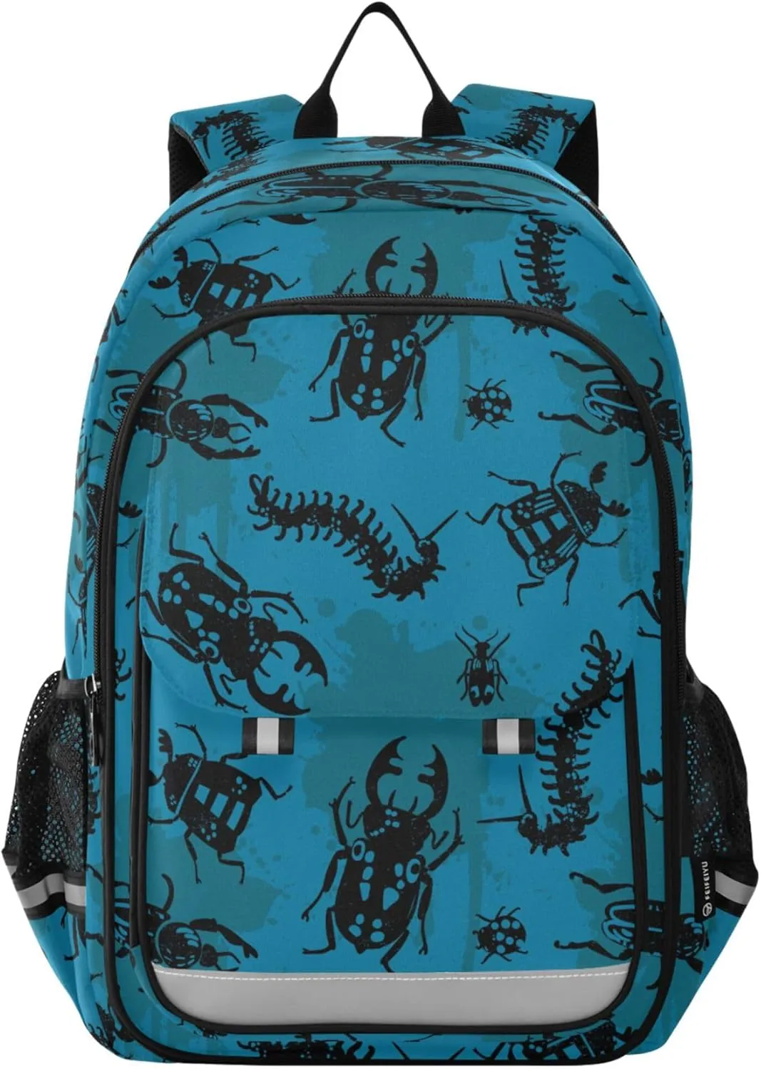 Beetles Bugs Funny Backpack Lightweight Bookbag Travel Laptop Backpack College School Computer Bag with Reflective Stripes