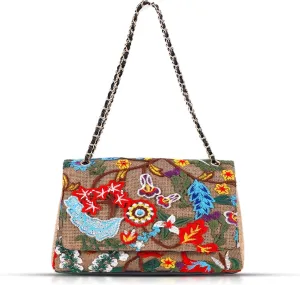 Beige Straw Tote Bag for Women - Handmade Embroidery Bohemian Handbag with Large Capacity - Suitable for Vacation, Travel, Daily, Banquet