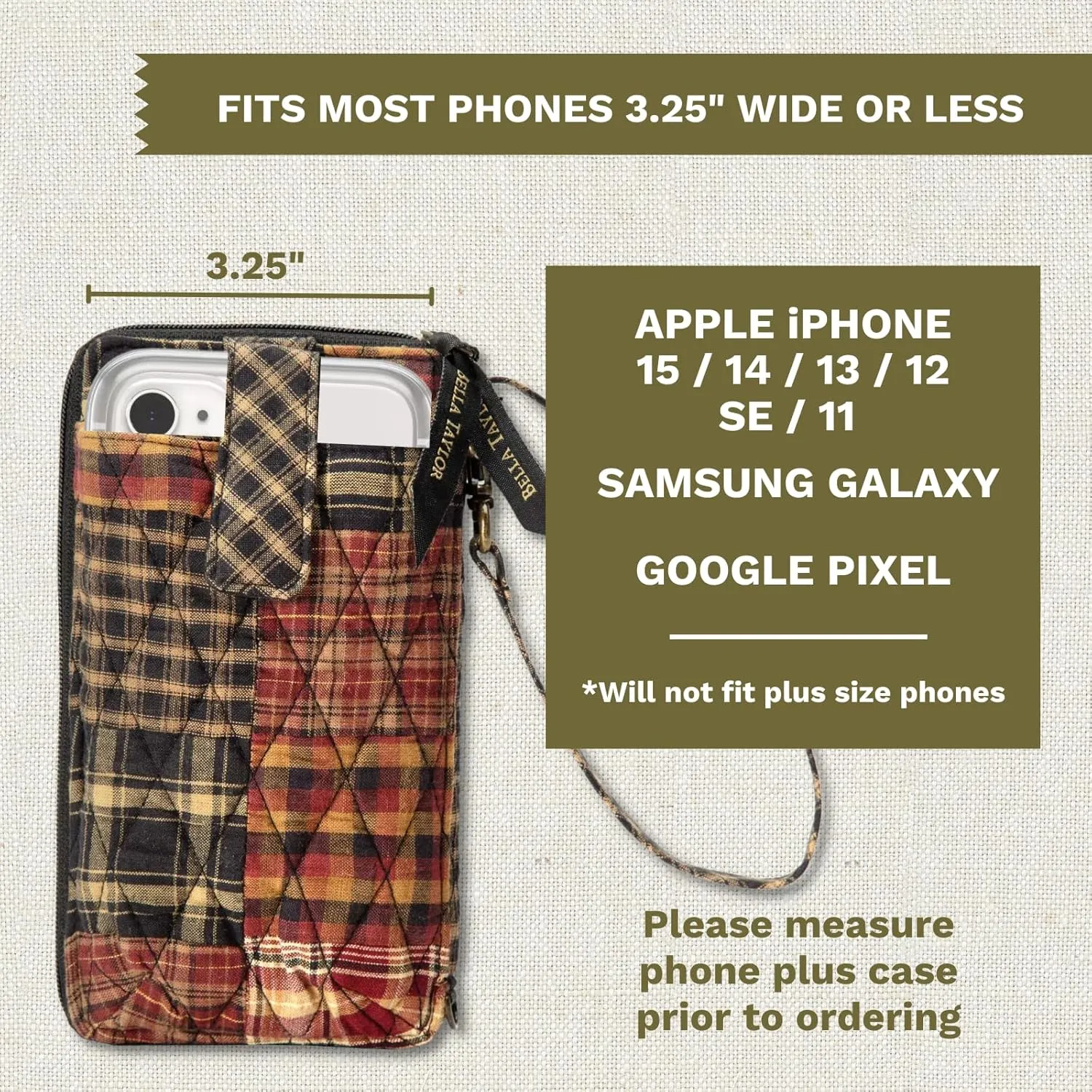 Bella Taylor Cell Phone Wristlet Wallet for Women with Smartphone Pocket and RFID Protection