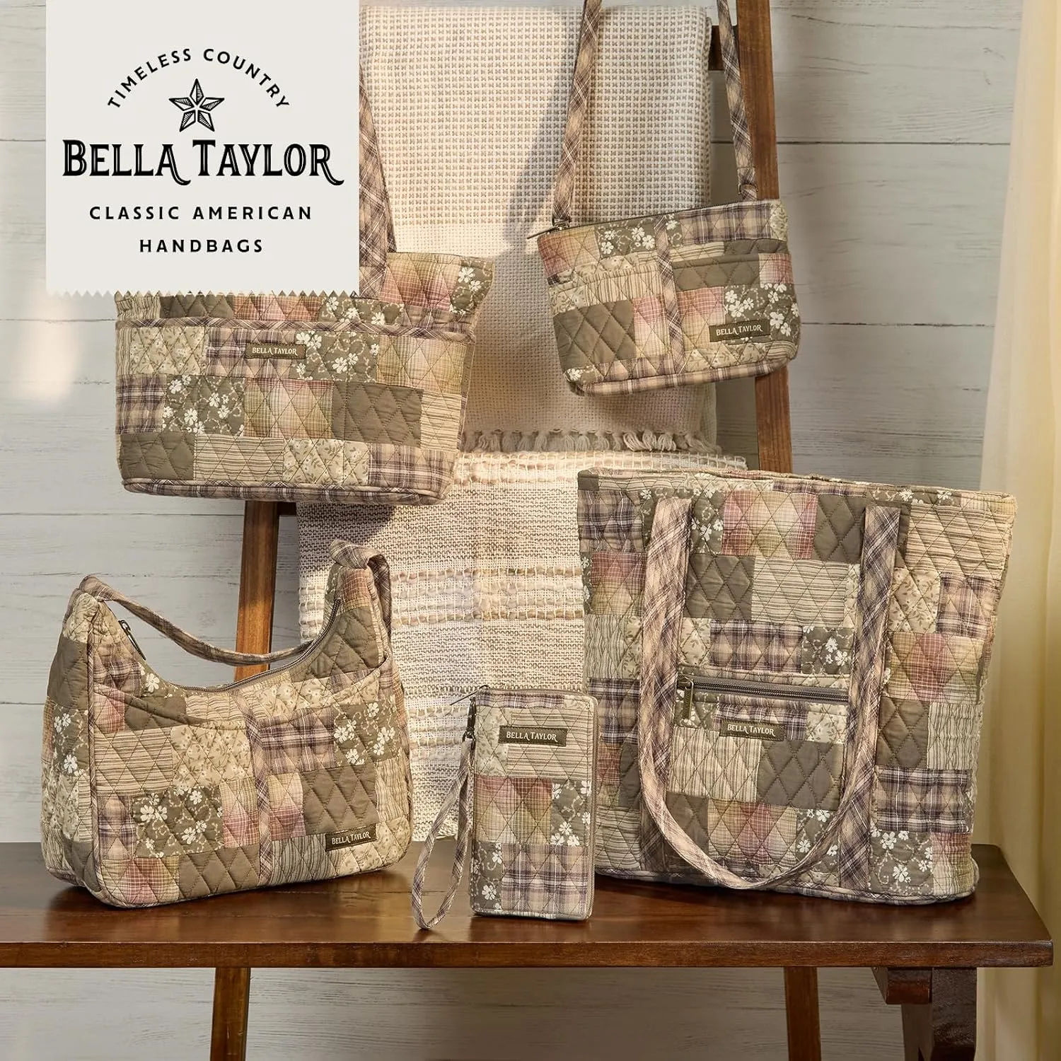 Bella Taylor Everyday Tote | Lightweight Quilted Fabric Handbags for Women