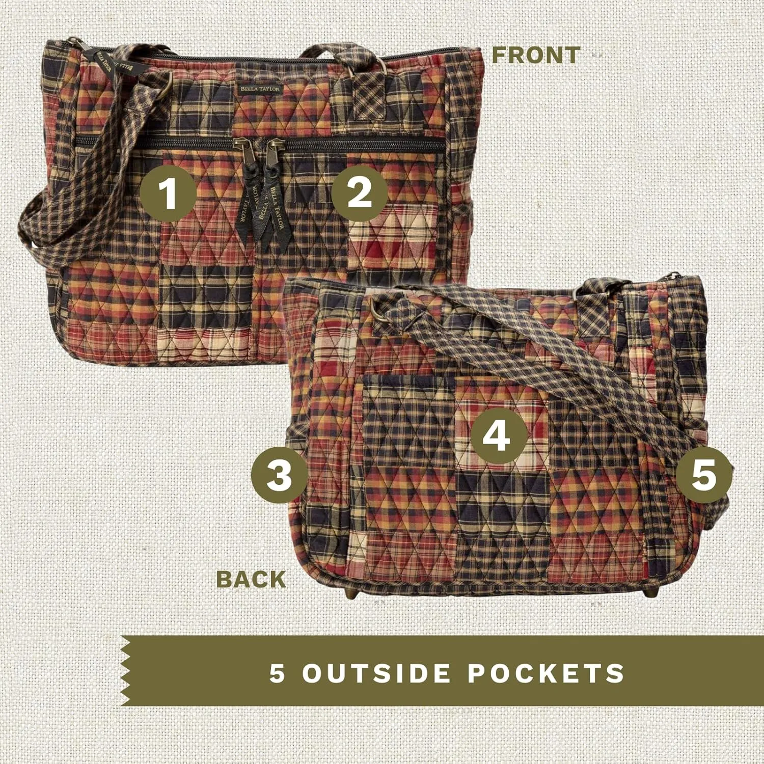 Bella Taylor Everyday Tote | Lightweight Quilted Fabric Handbags for Women