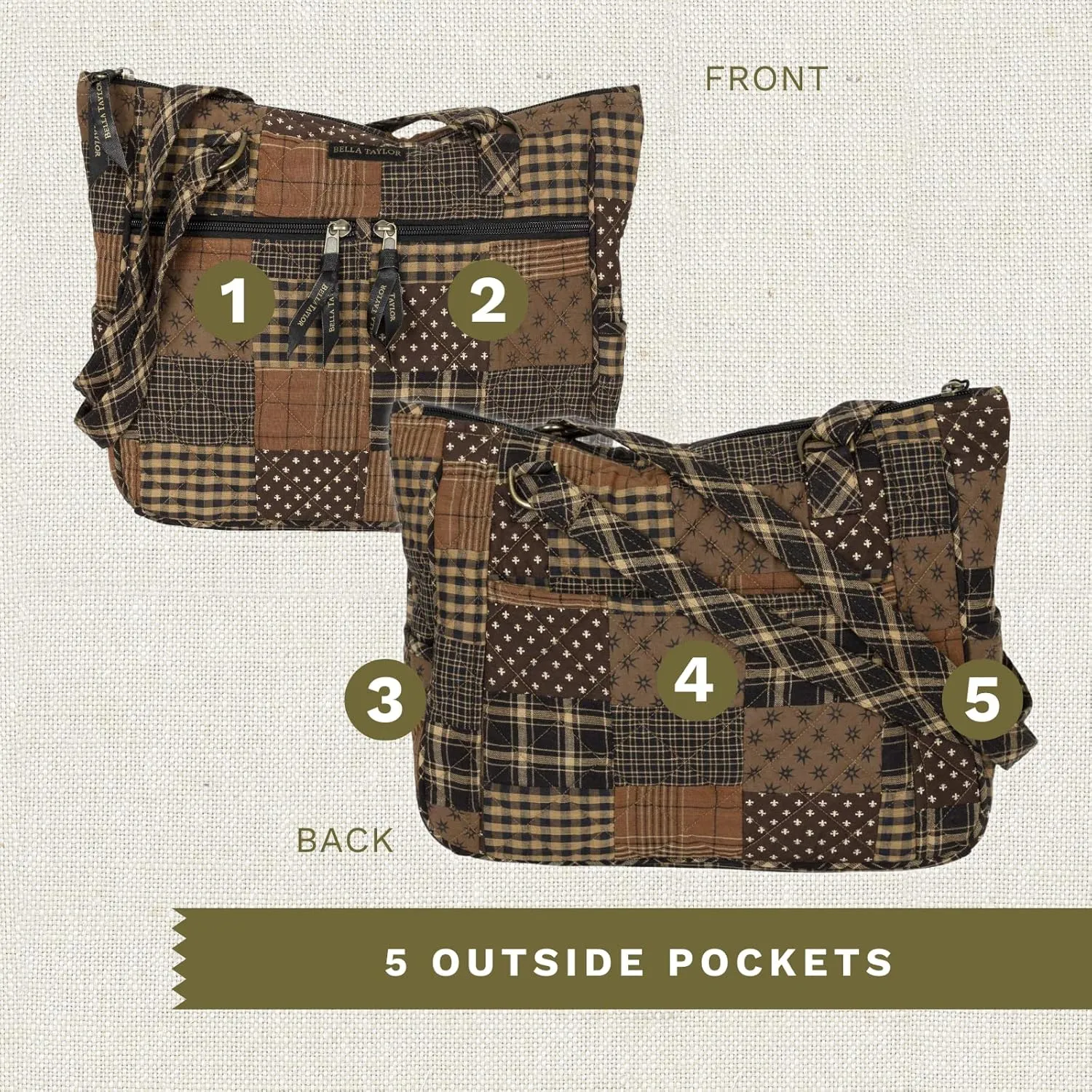 Bella Taylor Everyday Tote | Lightweight Quilted Fabric Handbags for Women