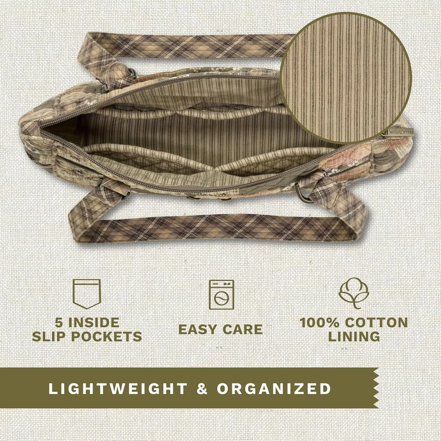 Bella Taylor Everyday Tote | Lightweight Quilted Fabric Handbags for Women