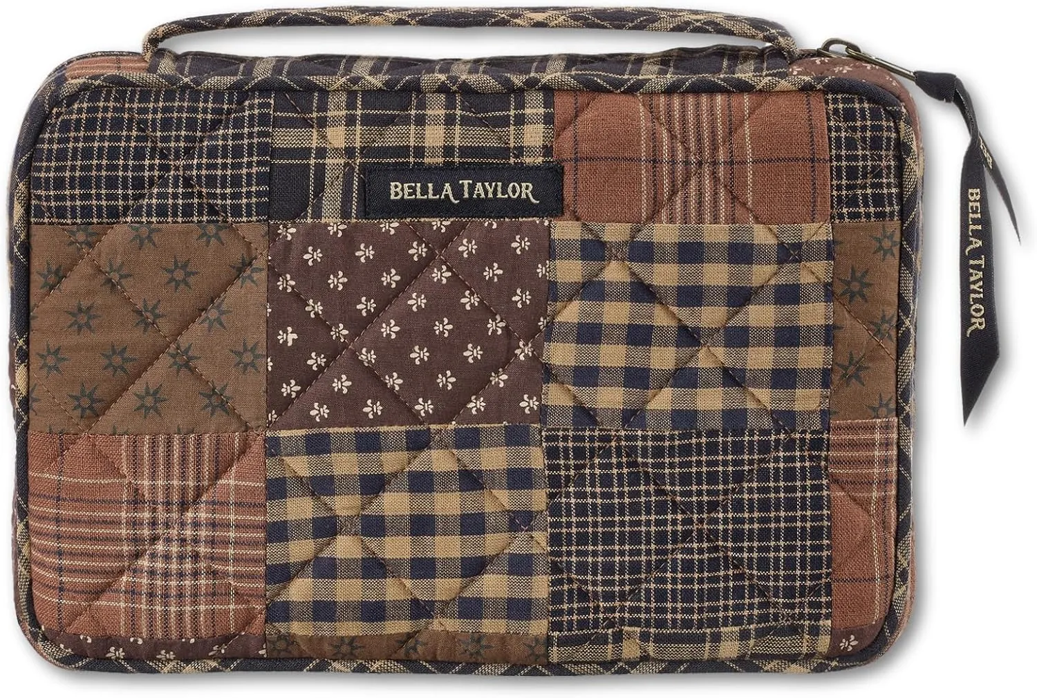 Bella Taylor Small Bible Cover for Women - Quilted Cotton Bible Case for 6 x 9 inch Books - Ironstone