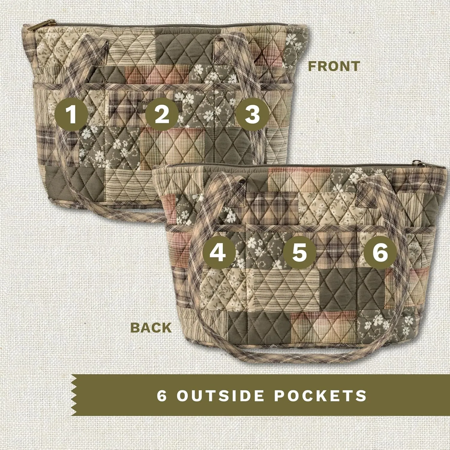 Bella Taylor Small Tote | Lightweight Quilted Fabric Purses for Women