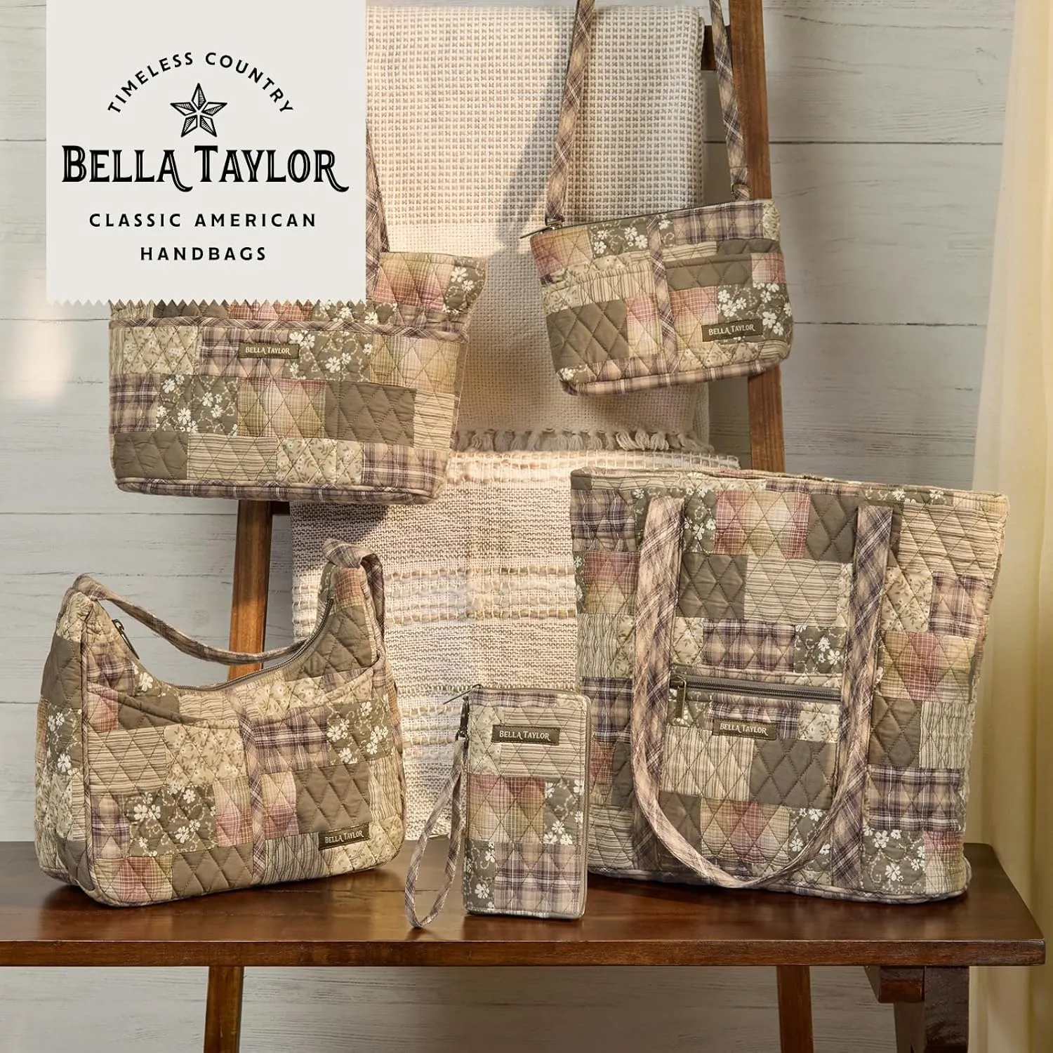 Bella Taylor Small Tote | Lightweight Quilted Fabric Purses for Women