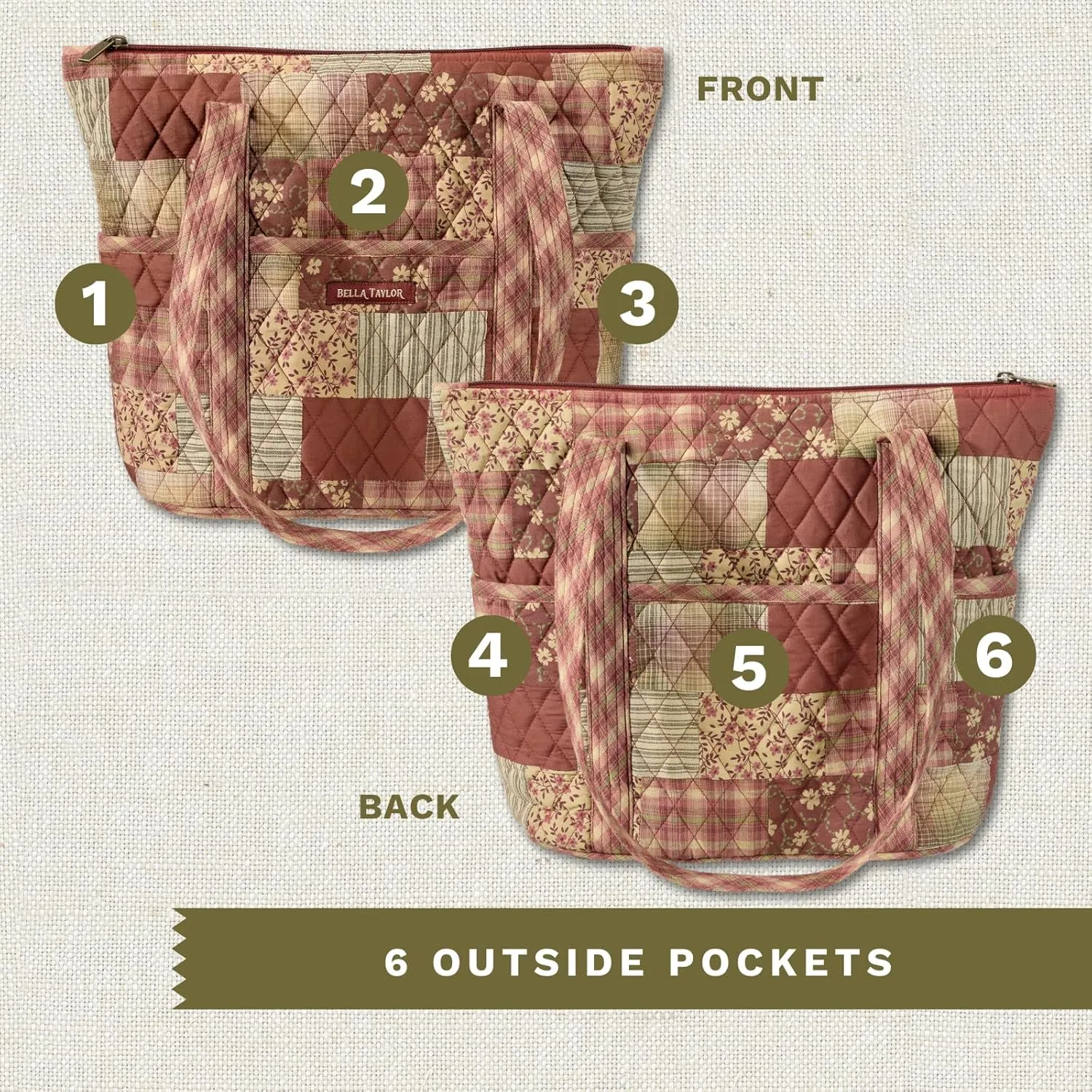 Bella Taylor Stride Tote | Lightweight Quilted Fabric Handbags for Women