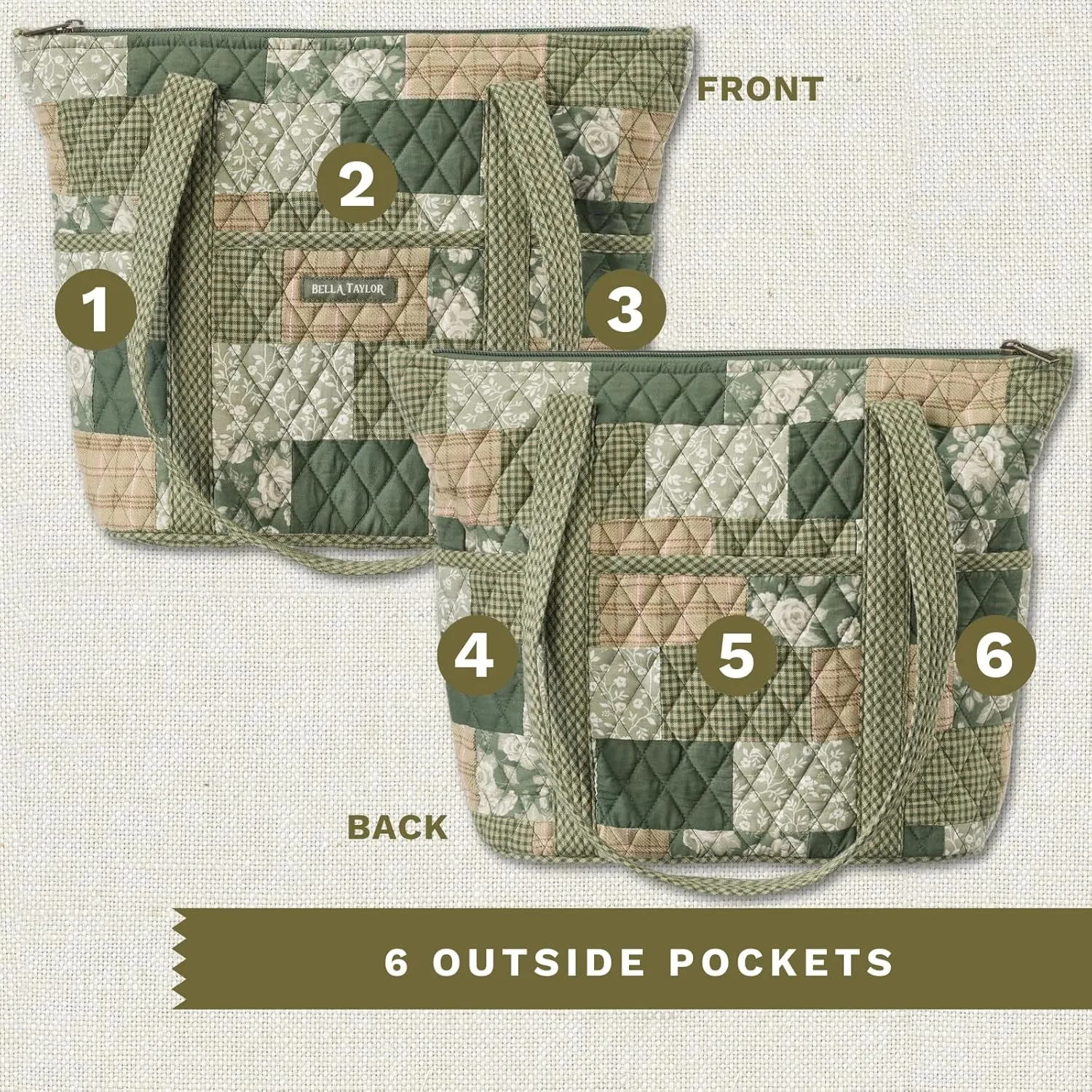 Bella Taylor Stride Tote | Lightweight Quilted Fabric Handbags for Women