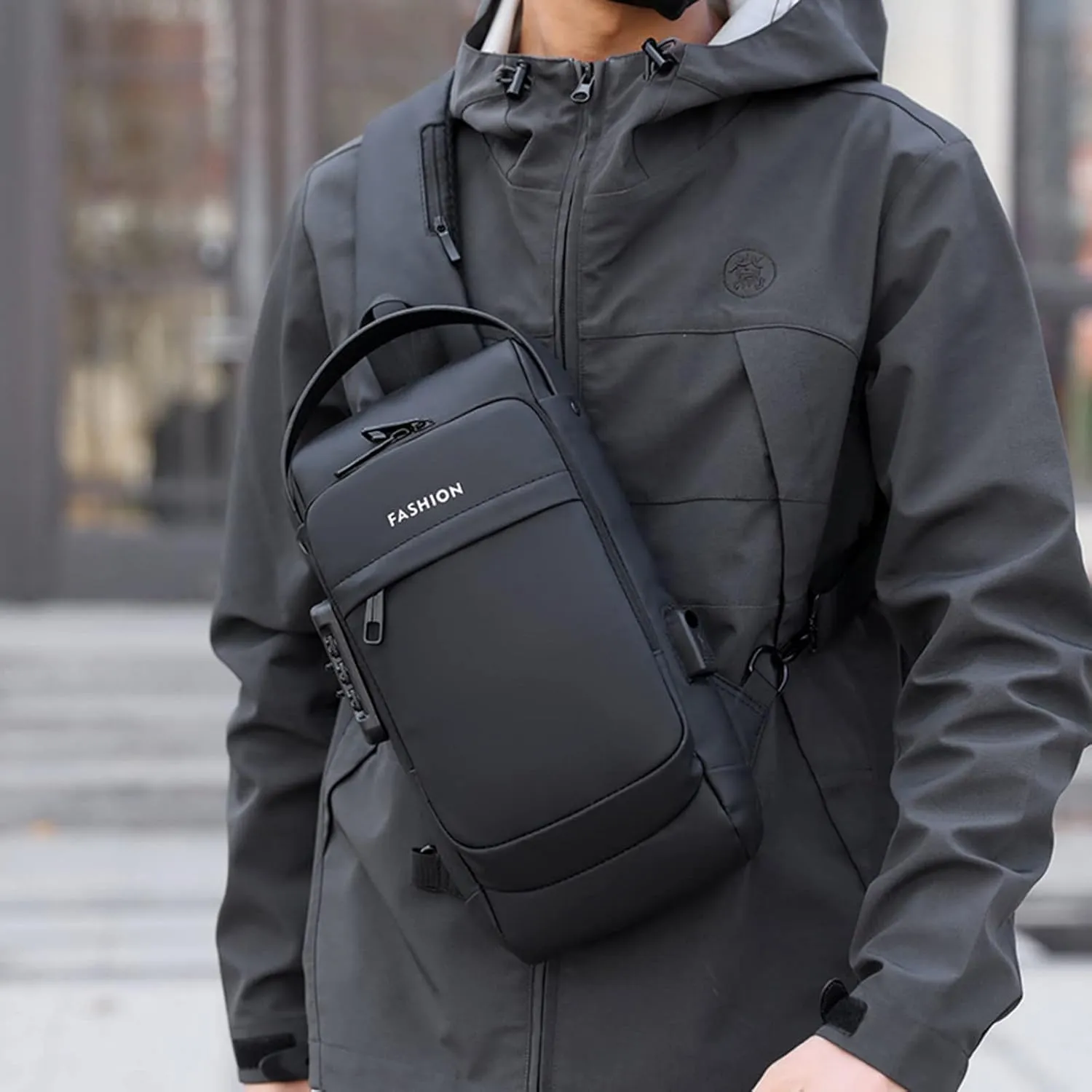 Belt Bag for Travel Walking Running Hiking Men Single Shoulder Bag Chest Bag Password Lock Single Shoulder Linked
