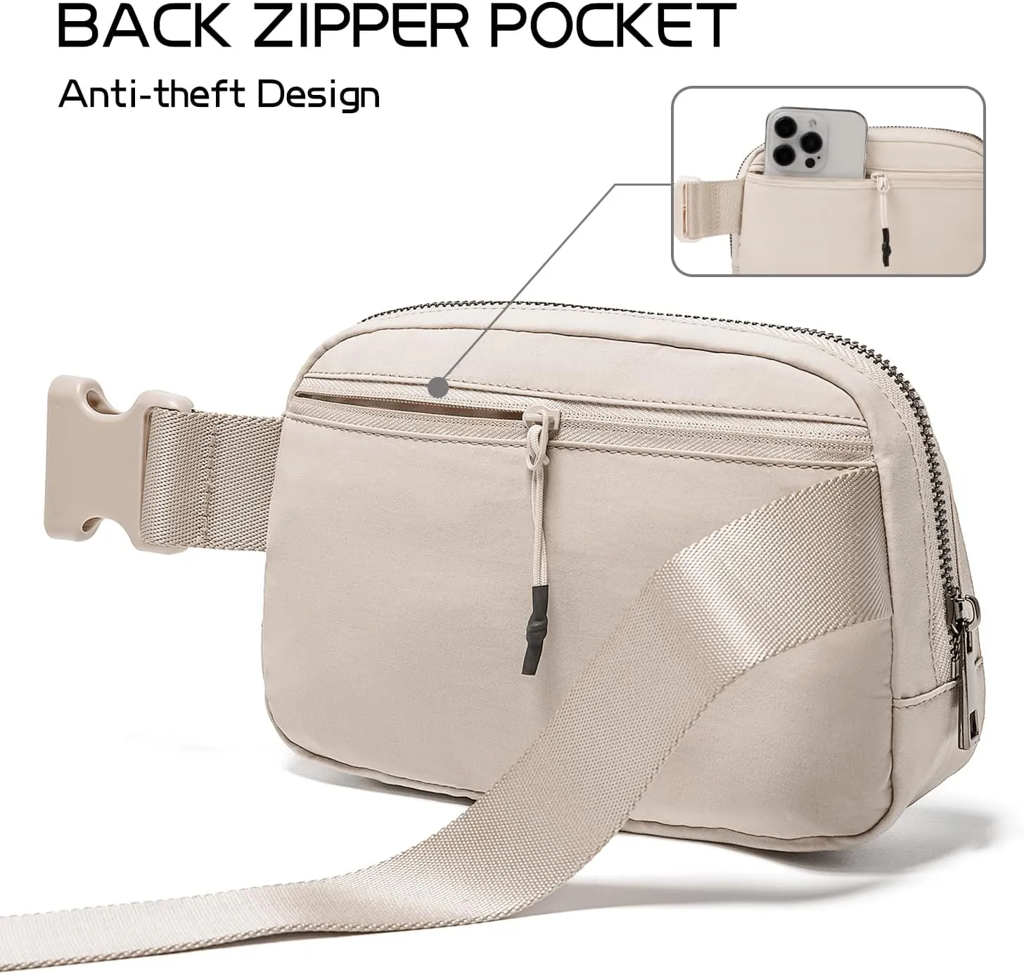 Belt Bag for Women Fanny Pack Crossbody Bags for Women Fashion Waist Packs with Adjustable Strap Gifts for Teen Girls Women Men (Beige)