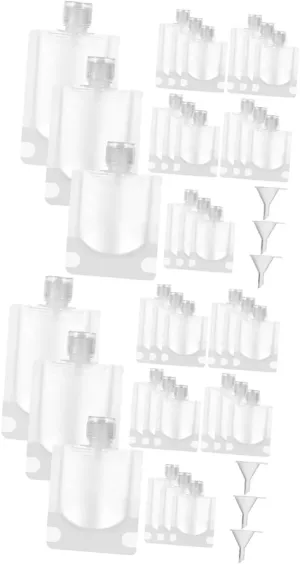 BESTYASH 2sets 18 Pcs Refillable Travel Bags with Funnels Compact Squeeze Pouches for Lotion Shampoo Conditioner Travel Makeup Containers for Liquid Cosmetics Storage 18pcs*2