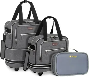 biaggi Zipsak Boost! Foldable Underseat Carry-On Expands to Full Size Carry-On - Custom Sized Packing Cube Included (Grey)
