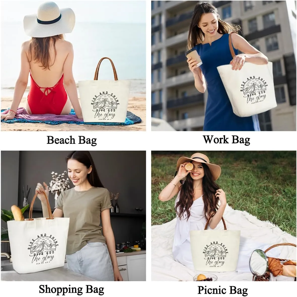 Bible Verse Tote Bags Religion Gifts for Women Christian Canvas Tote Bag Aesthetic Christian Gifts for Women Grocery Beach Bag Shopping Handbag -16