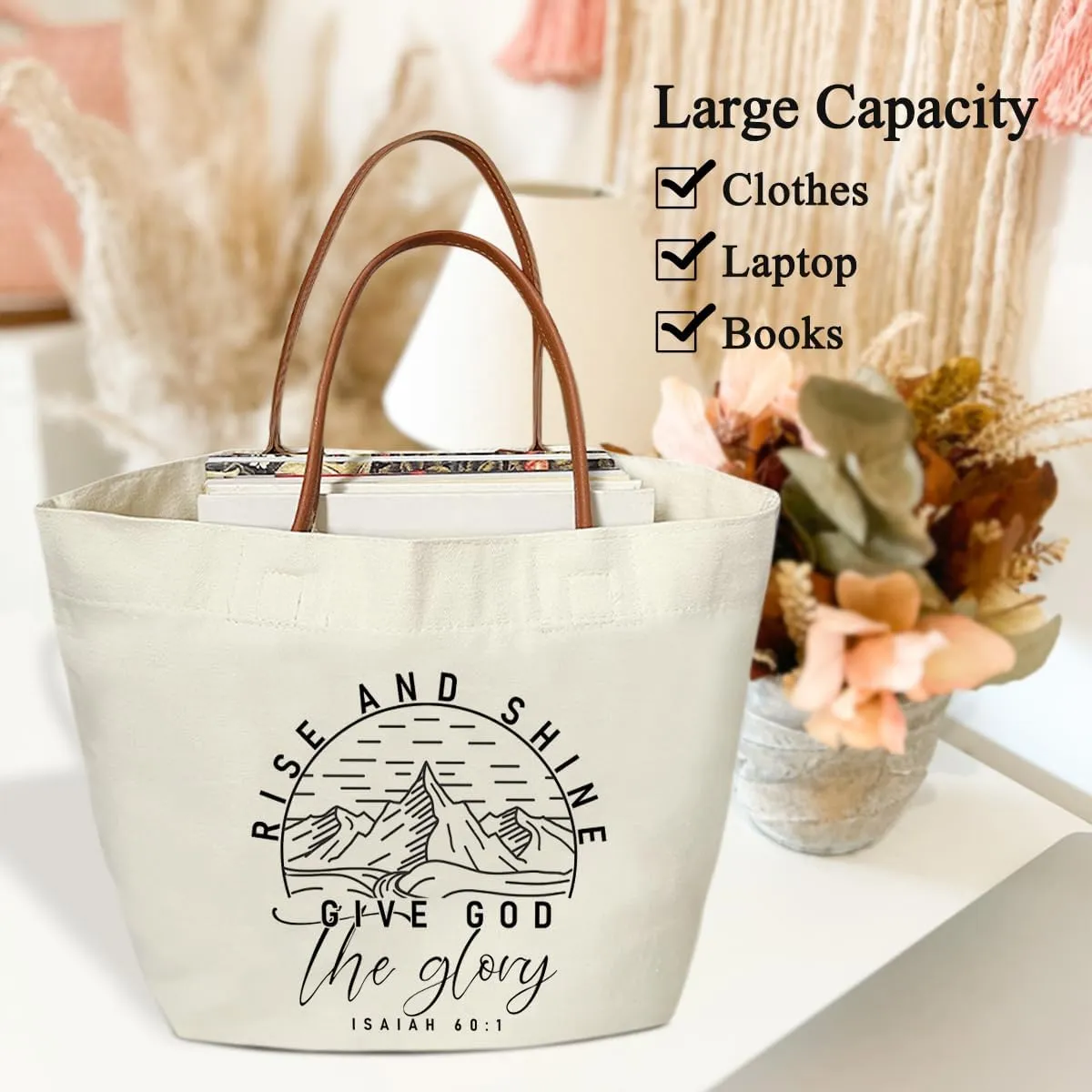 Bible Verse Tote Bags Religion Gifts for Women Christian Canvas Tote Bag Aesthetic Christian Gifts for Women Grocery Beach Bag Shopping Handbag -16