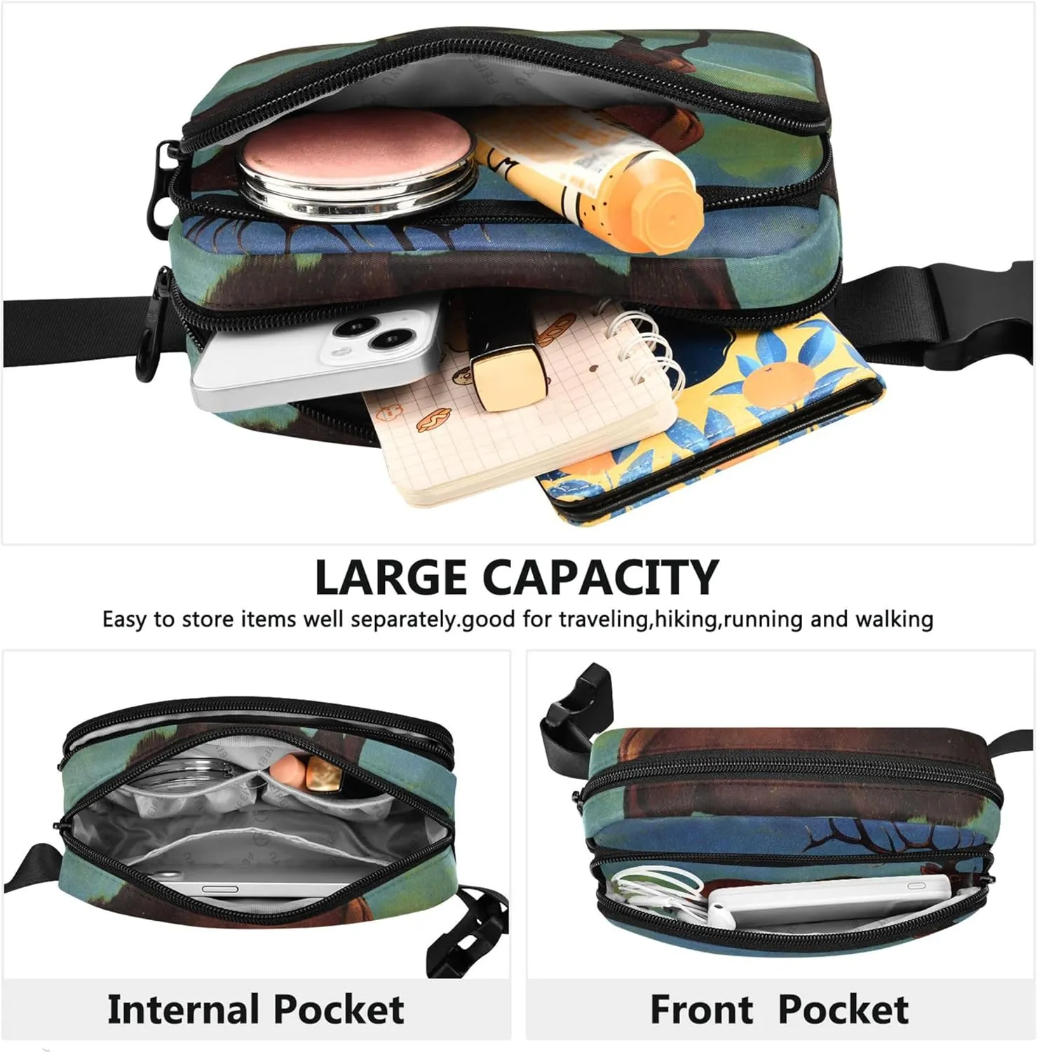Bierstadt Albert Elk Print Fanny Packs Women Hip Bag Belt Purse Waterproof Neon Waist Bag for Women