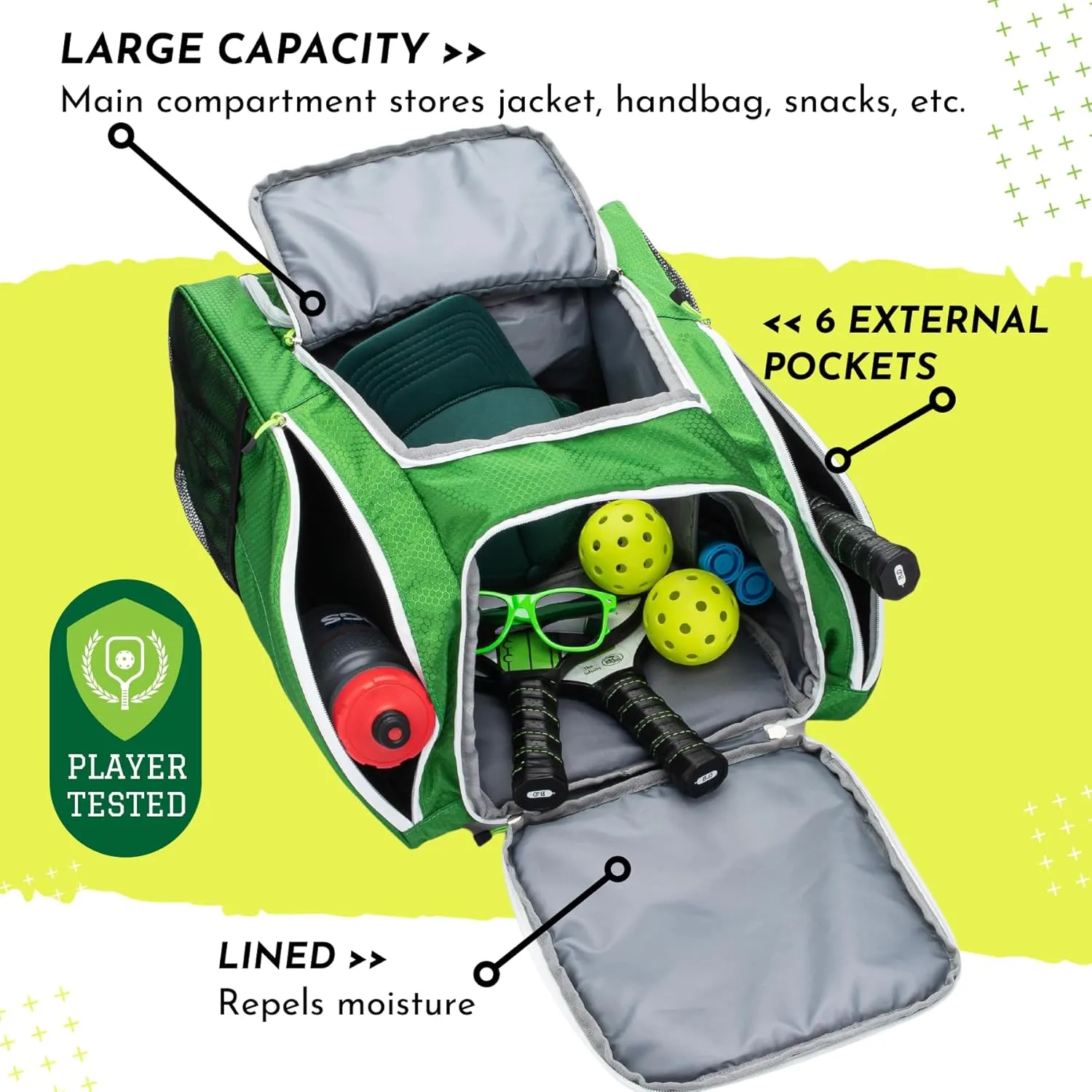 Big Dill Pickleball Backpack | Large Pickleball Bag with Shoe Compartment for 8  Paddles & Accessories, Insulated Pocket