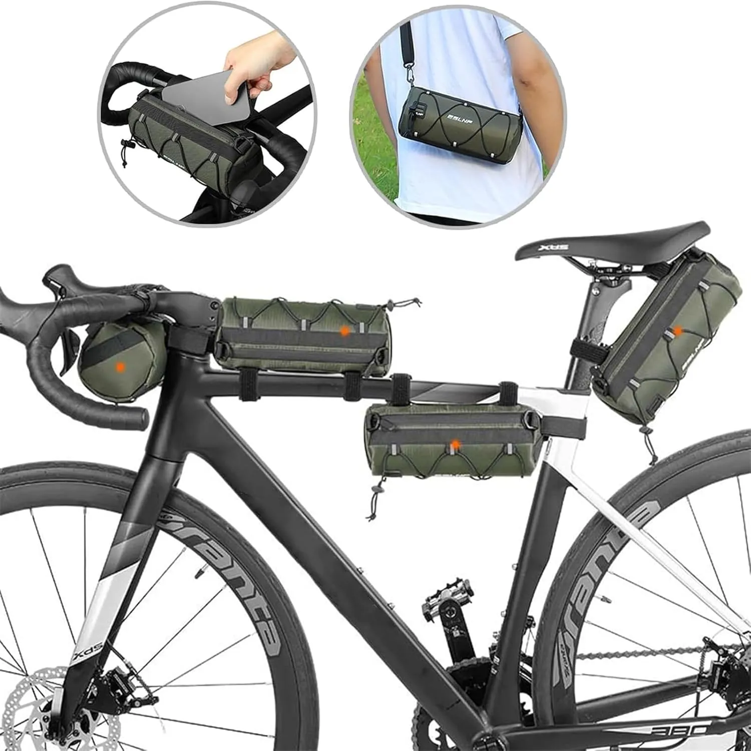 Bike Handlebar Bag Small Bicycle Handle Bar Bag Handy Front Bike Bags Handlebar Storage Pouch Pack with Shoulder Strap Little Mountain Road Bike Barrel Bag