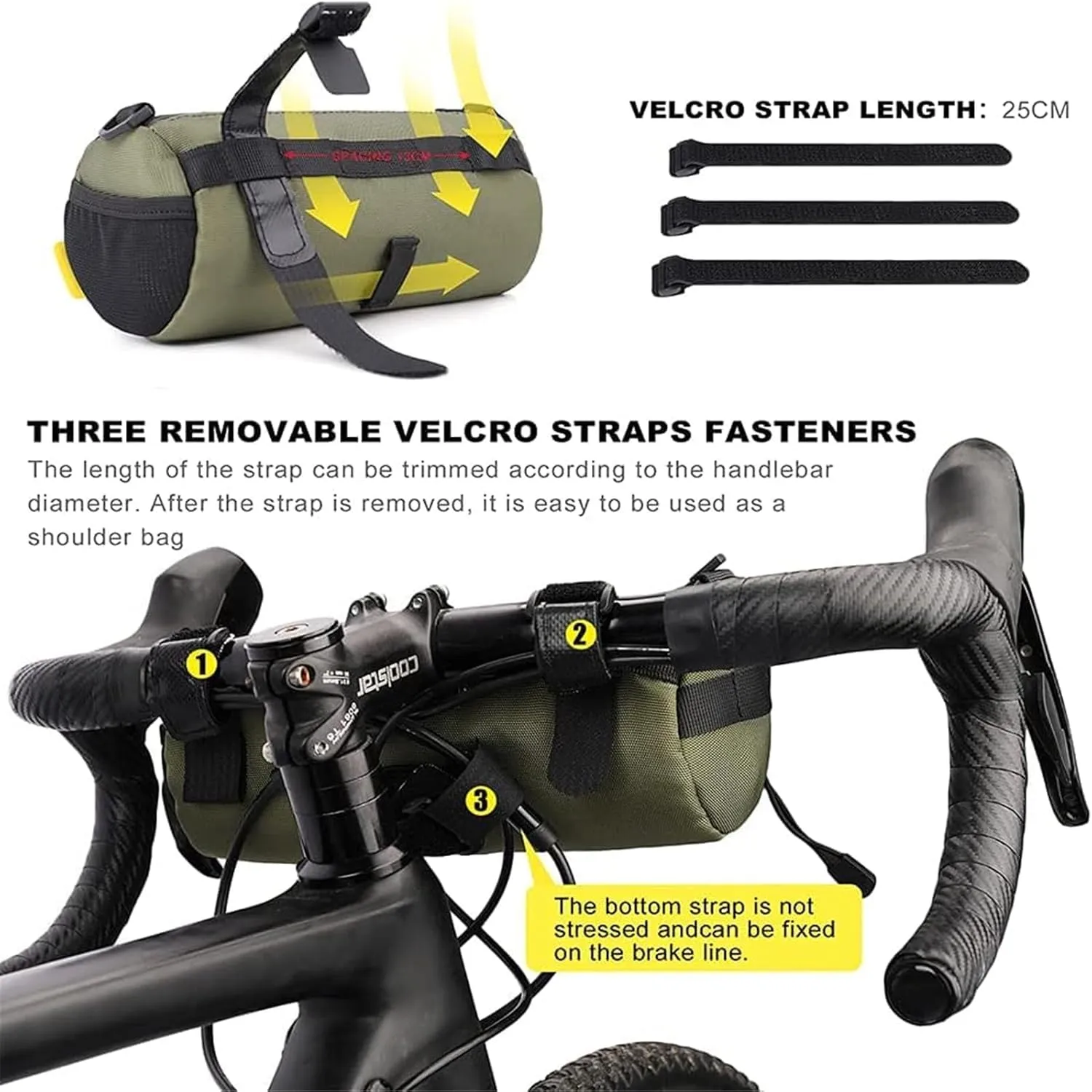 Bike Handlebar Bag Small Bicycle Handle Bar Bag Handy Front Bike Bags Handlebar Storage Pouch Pack with Shoulder Strap Little Mountain Road Bike Barrel Bag