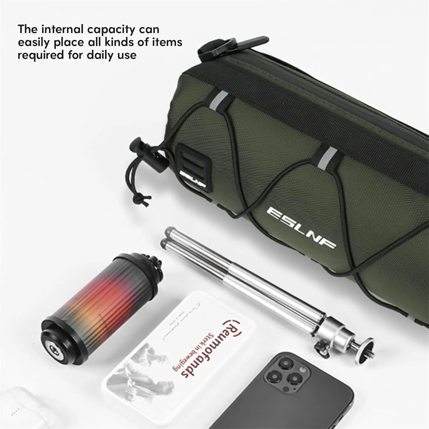 Bike Handlebar Bag Small Bicycle Handle Bar Bag Handy Front Bike Bags Handlebar Storage Pouch Pack with Shoulder Strap Little Mountain Road Bike Barrel Bag