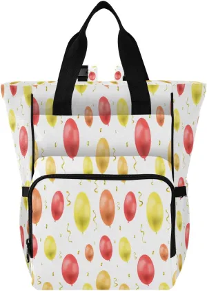 Birthday Balloons and Serpentine Diaper Bags Backpack for Mom Dad,Baby Essentials Travel Tote Multi Function Waterproof Nappy Bag Large Maternity Changing Bag