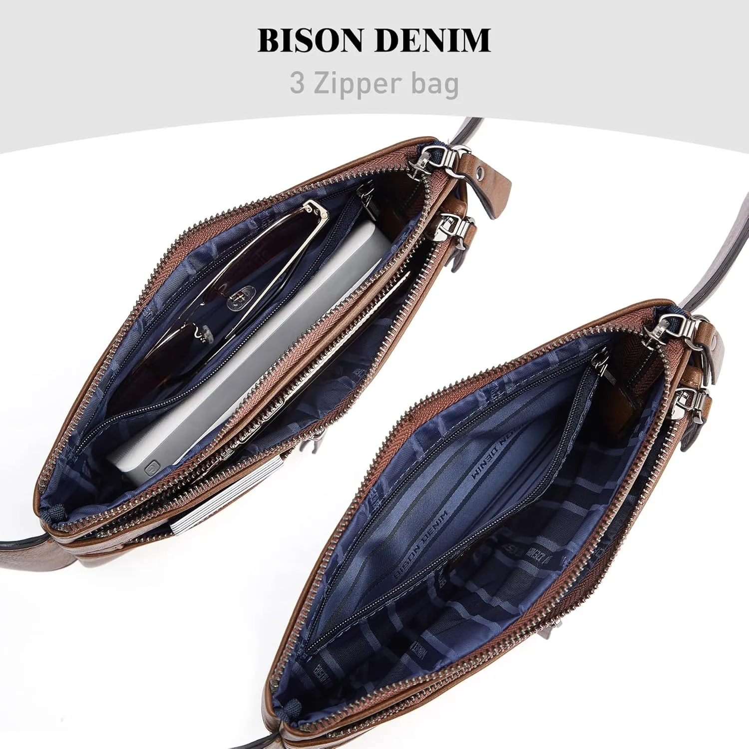 BISON DENIM Leather Waist Pack Fanny Pack Hip Purse Travel Hiking Bum Bag Belt Bag for Men Women